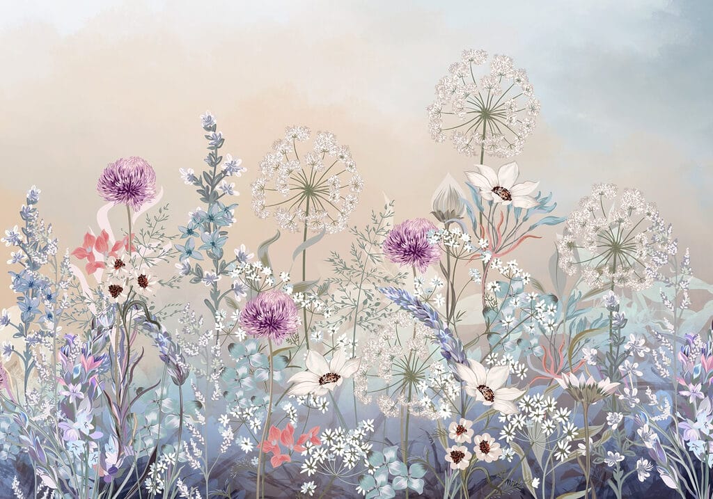Pradera en tonos pastel — diseño completo