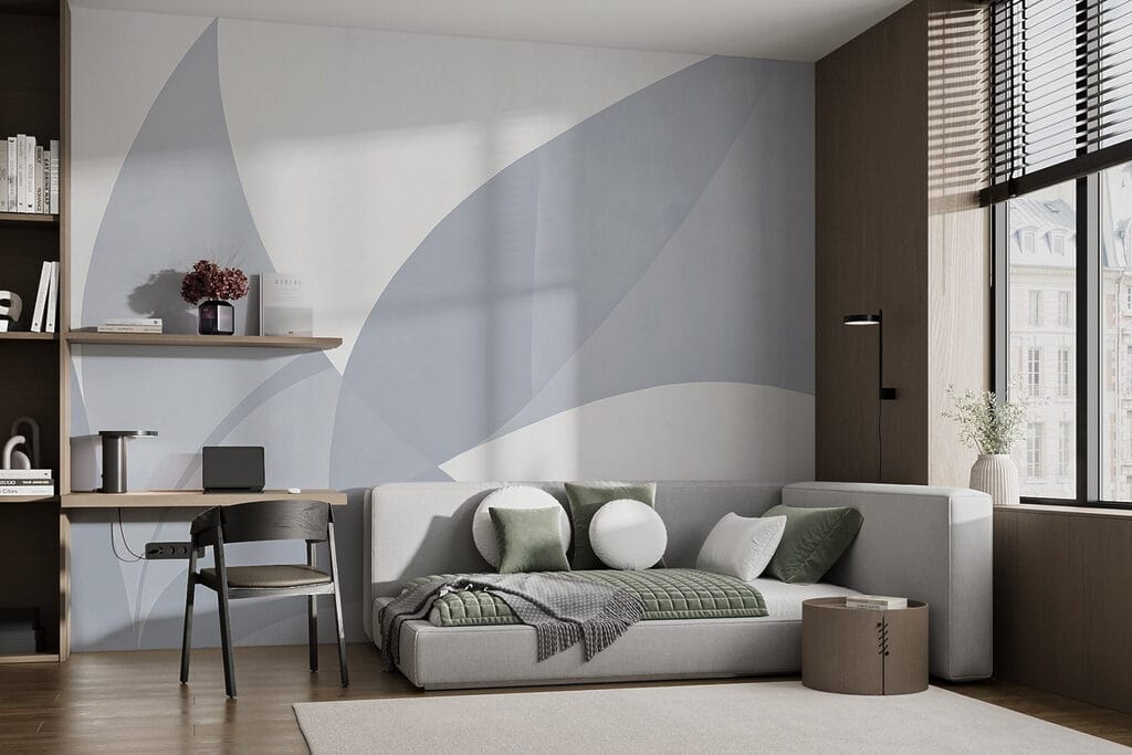 Formas azules como hojas — interior 1