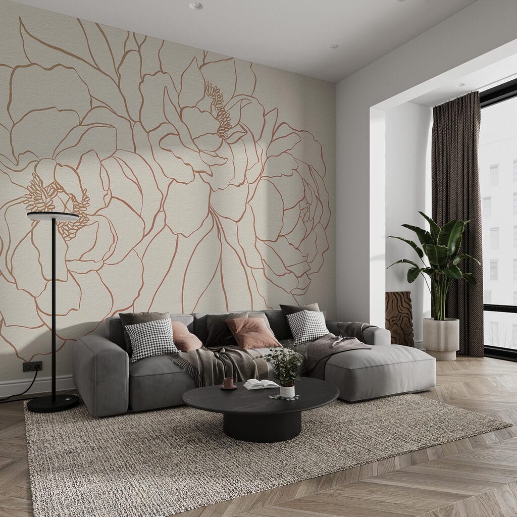 Peonías de contorno dorado — interior 2