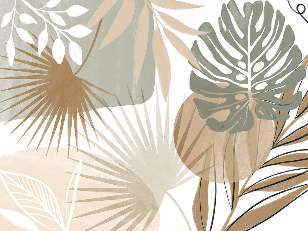 Hojas tropicales gráficas — diseño completo