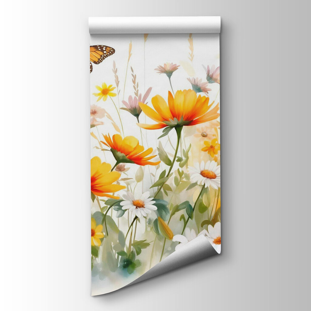Mariposa sobre flores silvestres — vista del producto