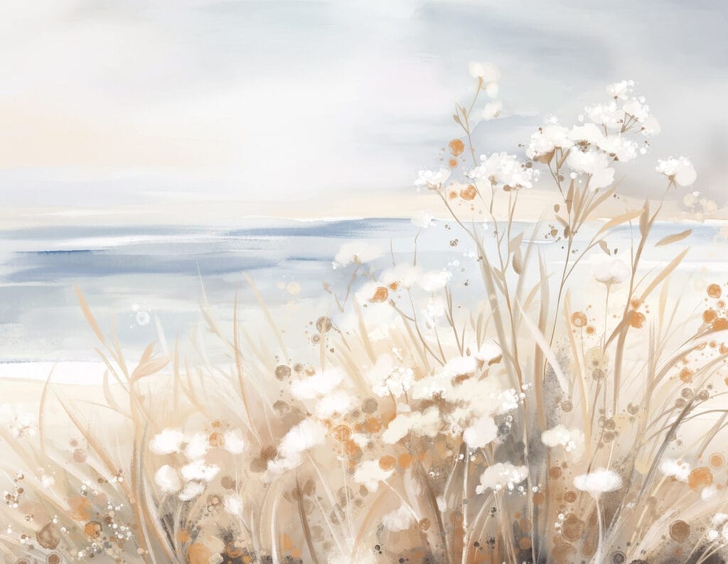 Flores junto al mar — diseño completo