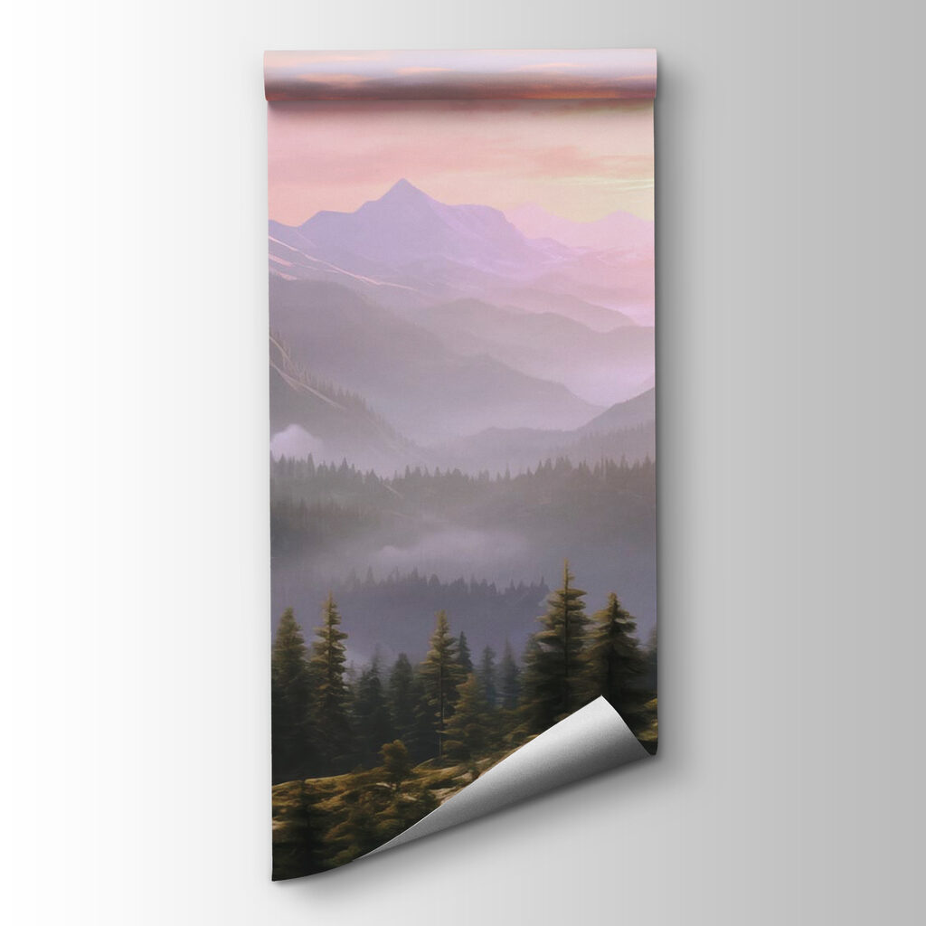 Amanecer rosa sobre montañas — vista del producto