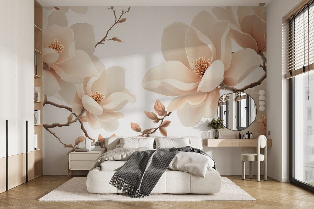 Flores crema en rama en un interior