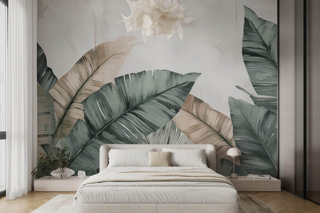 Hojas diagonales en crema — interior 1
