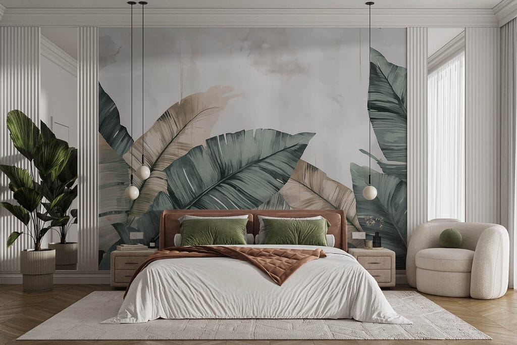 Hojas diagonales en crema — interior 2