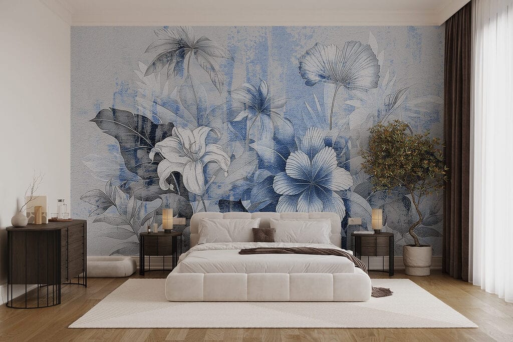 Flores sobre capas en un interior