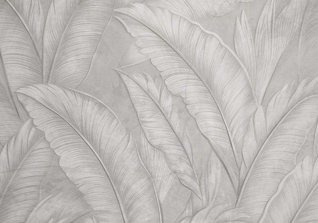 Hojas grises en relieve — diseño completo