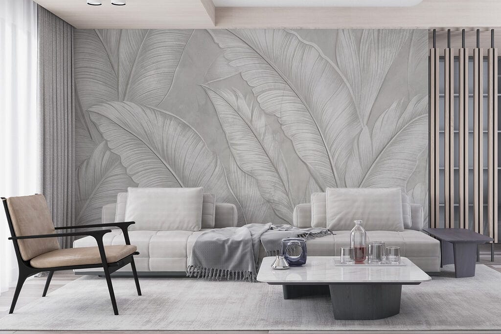 Hojas grises en relieve — interior 6