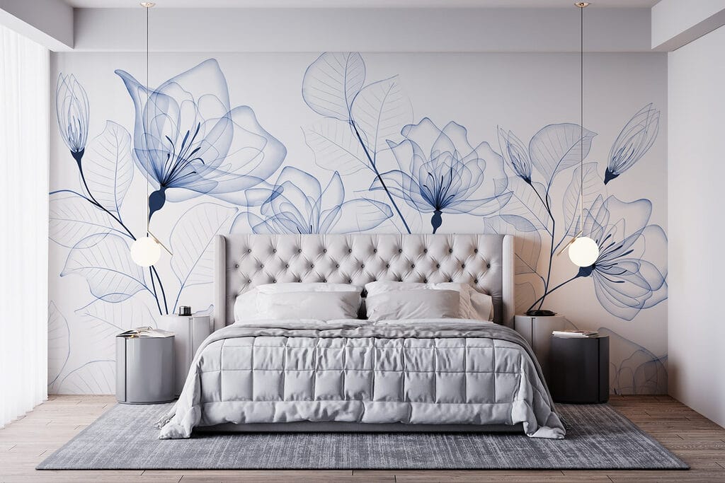 Flores azules a tinta — interior 3