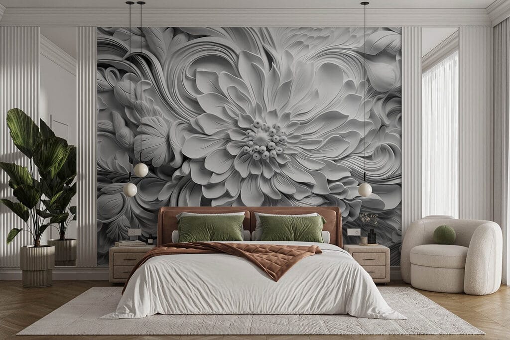 Flores blancas con volutas — interior 2