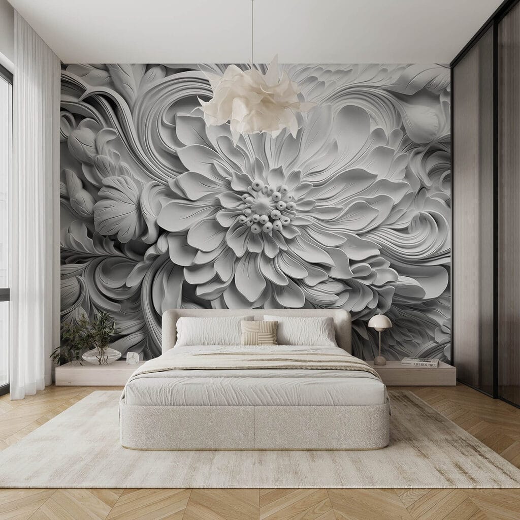 Flores blancas con volutas — interior 3