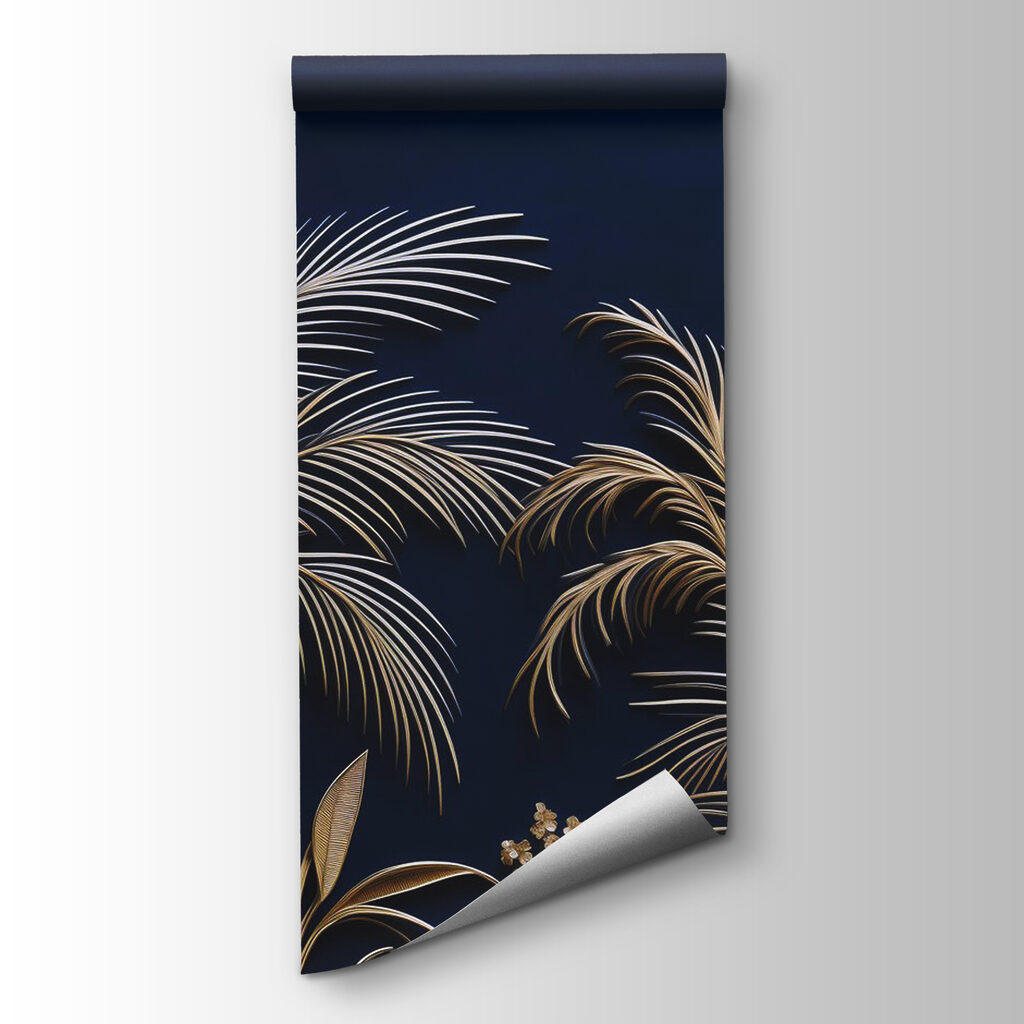 Palmeras doradas sobre azul — vista del producto