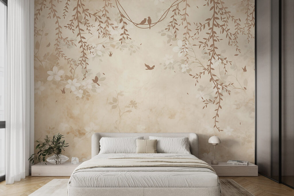 Pájaro entre ramas pálidas — interior 2