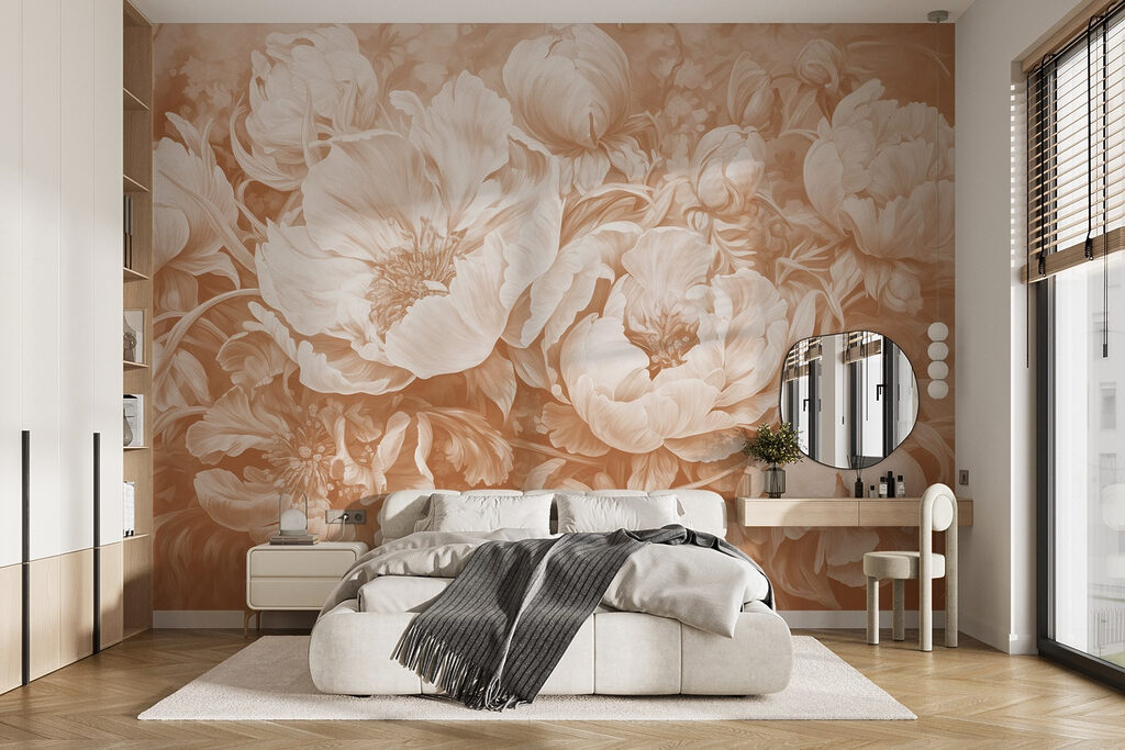 Flores llenas de pétalos en un interior