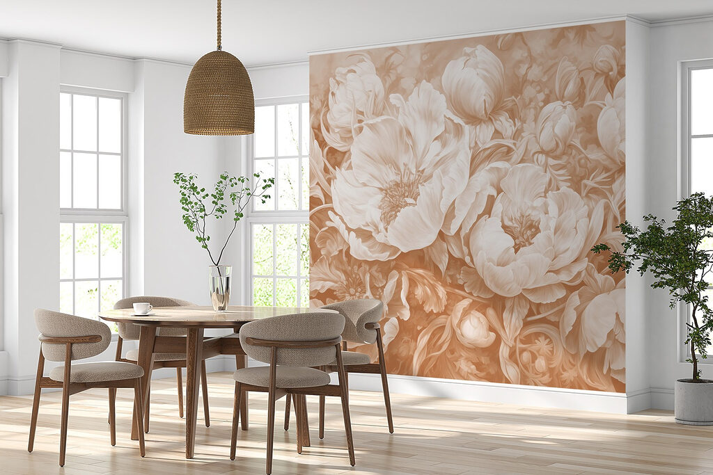 Flores llenas de pétalos en un interior