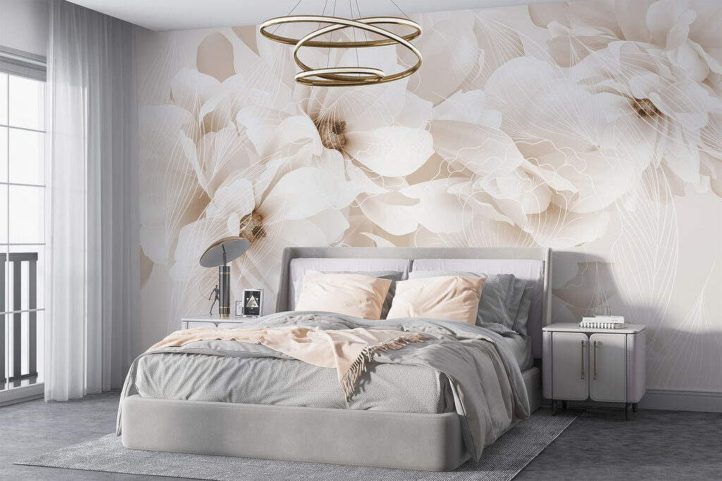Flores grandes en capas en un interior
