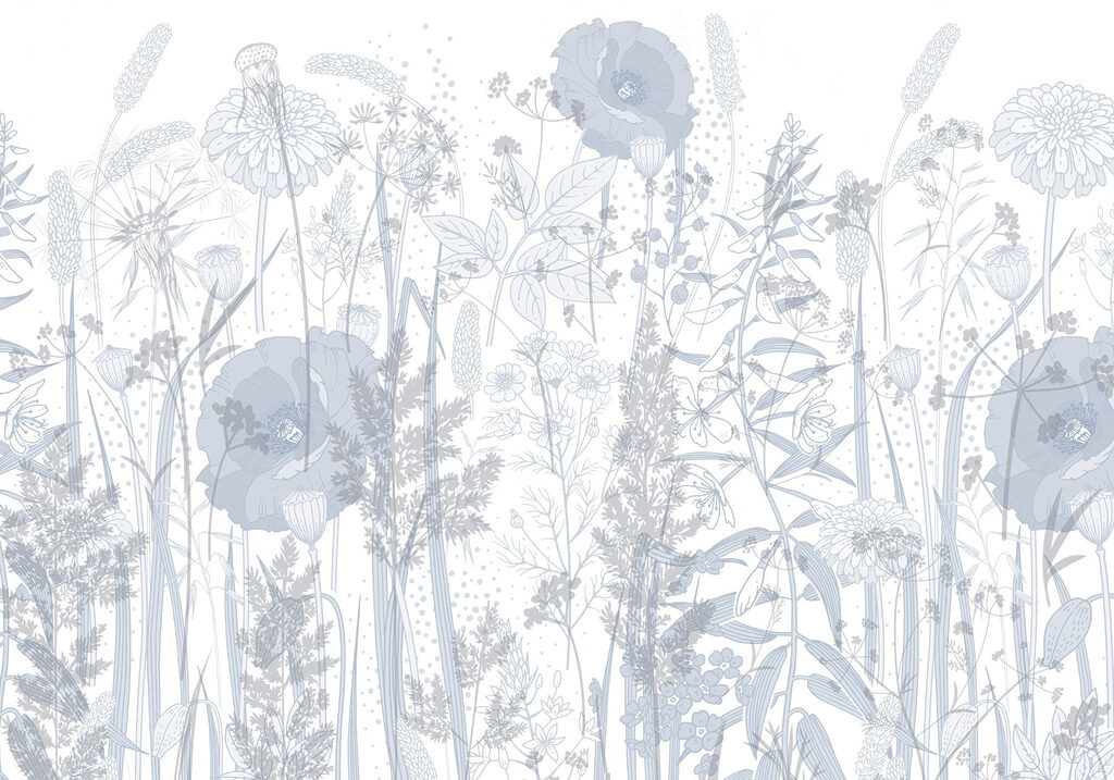 Flores silvestres en líneas — diseño completo