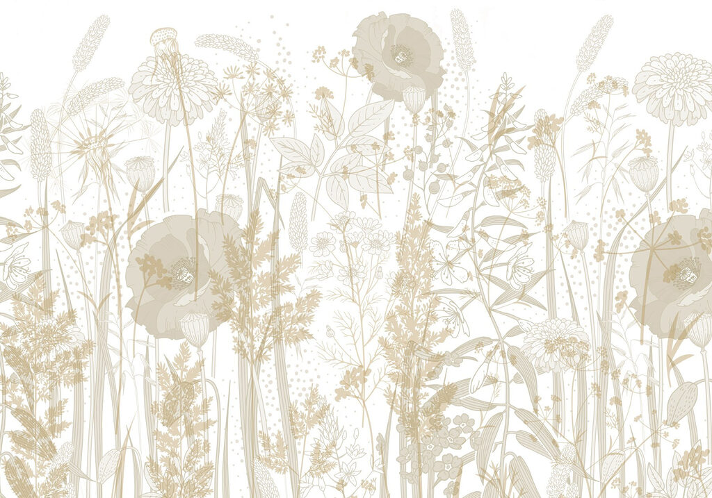 Flores silvestres en líneas — diseño completo