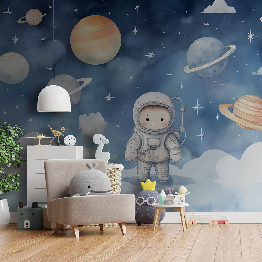 Astronauta sobre nubes blancas — interior 2