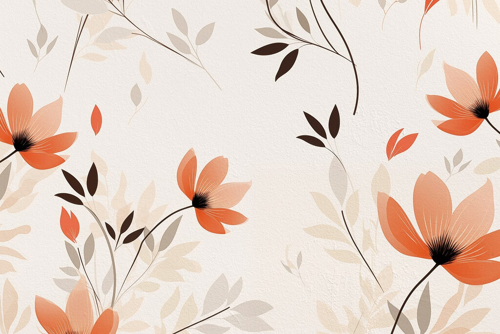 Flores naranjas en ramas — diseño completo