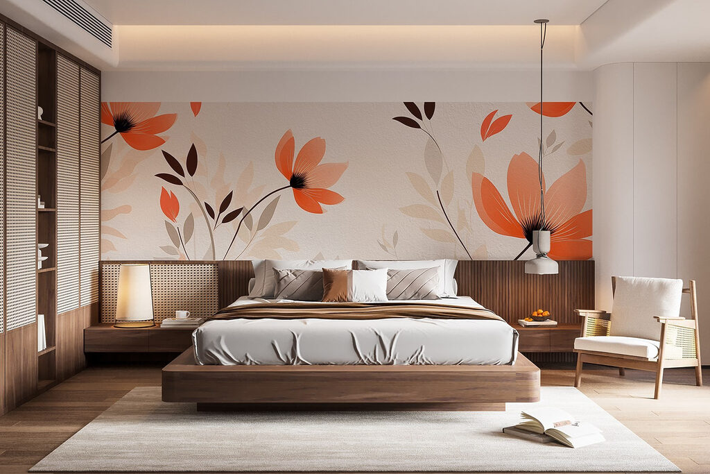 Flores naranjas en ramas — interior 1