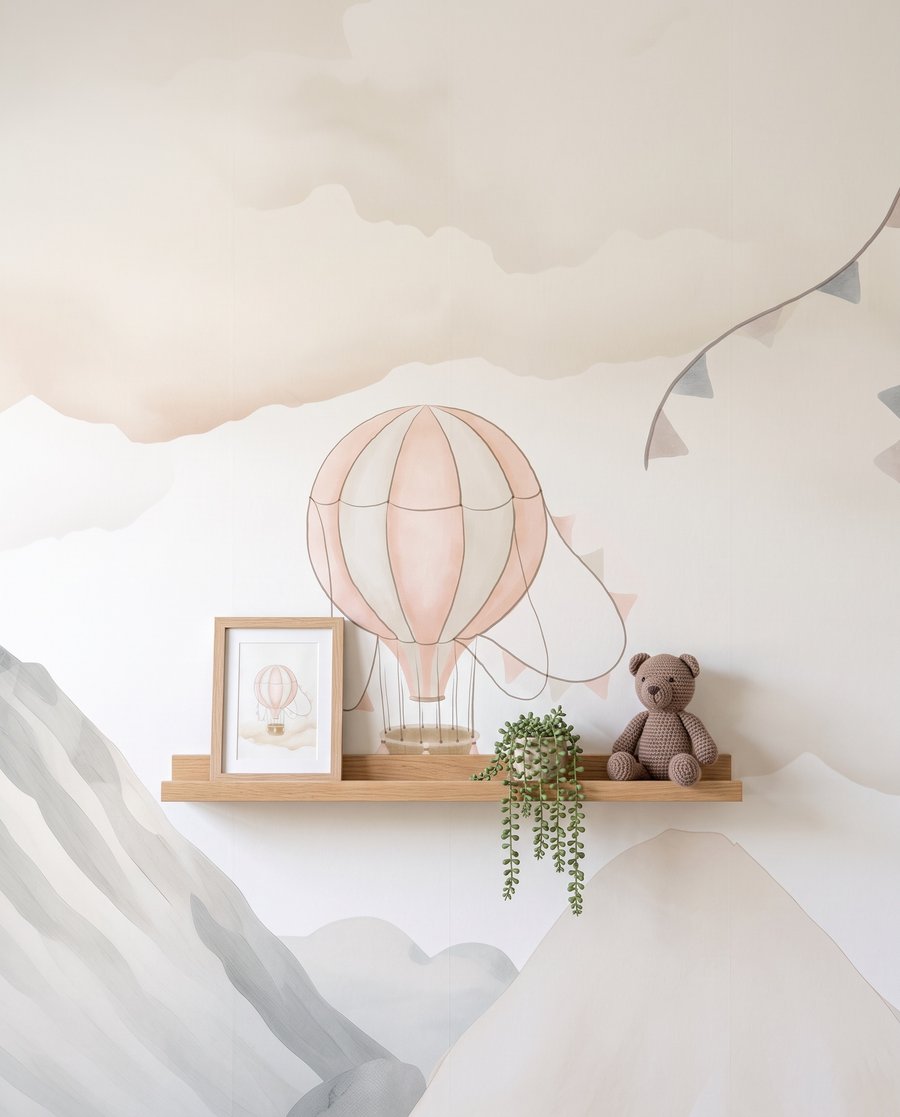 Globos sobre montañas blancas — detalle