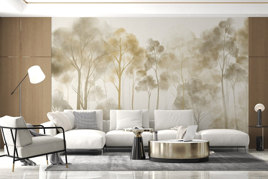 Árboles dorados en niebla — interior 2