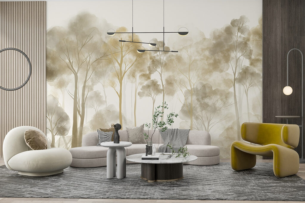 Árboles dorados en niebla — interior 4