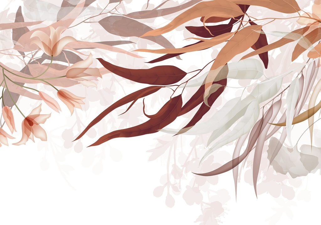 Hojas rosas colgantes — diseño completo