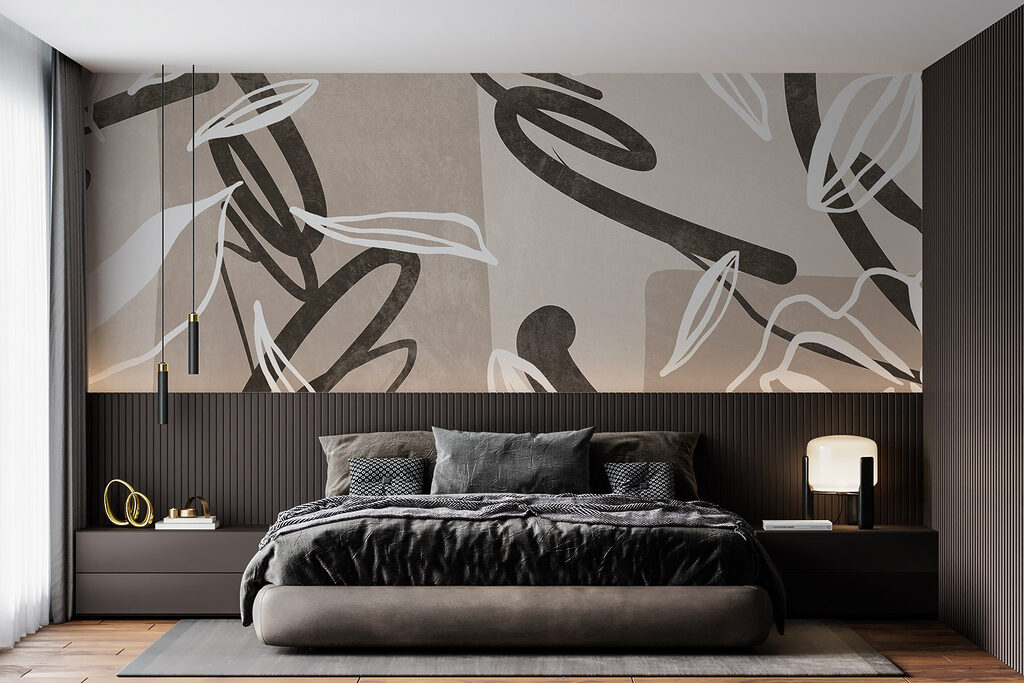 Hojas entre trazos negros — interior 1