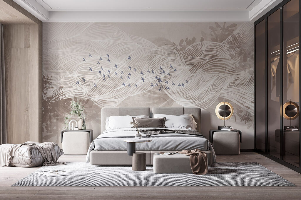 Pájaros entre ondas blancas — interior 1