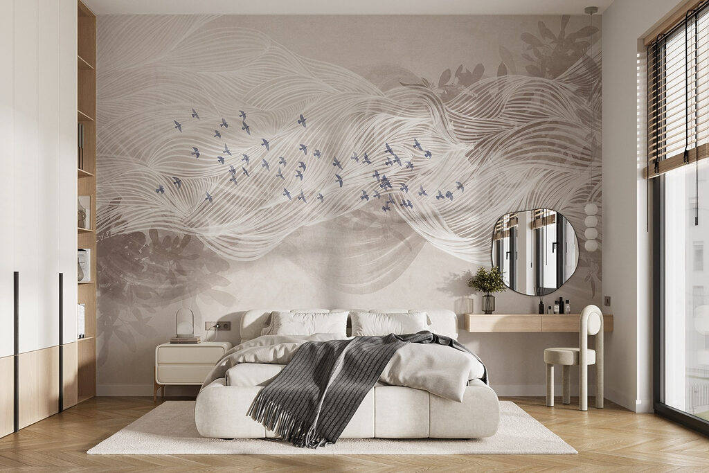 Pájaros entre ondas blancas — interior 2