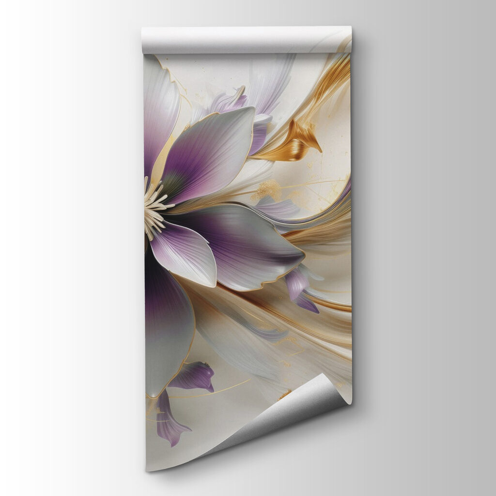 Flor azul, cintas doradas — vista del producto
