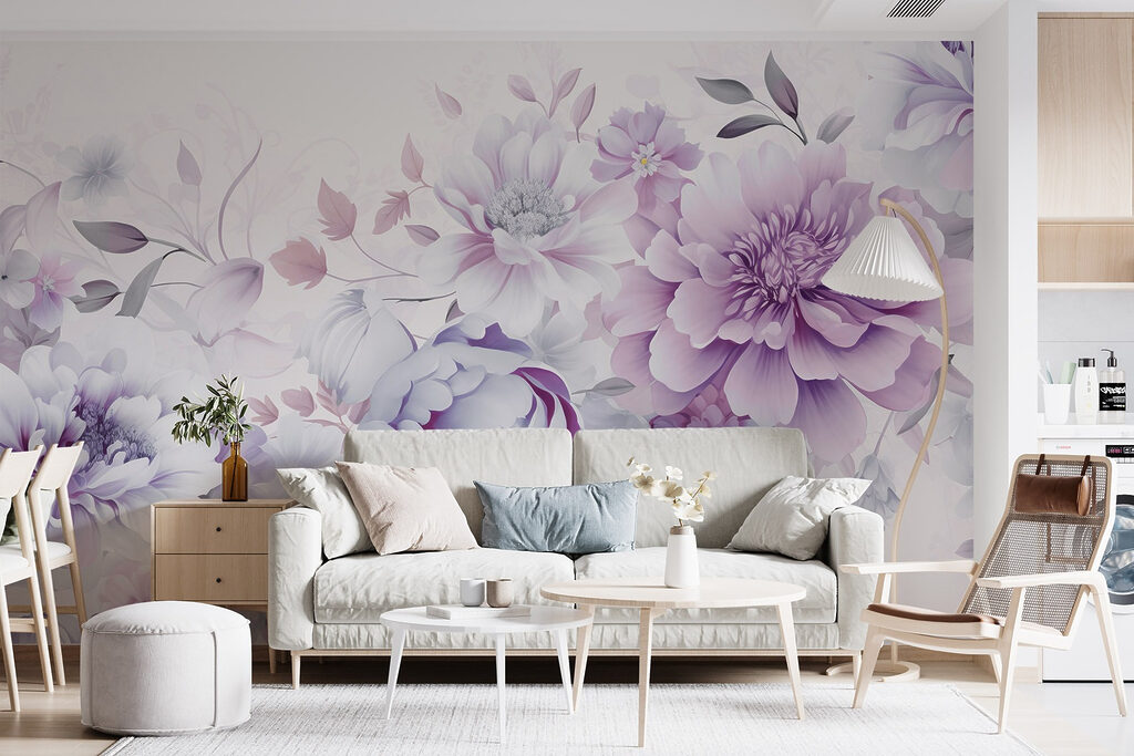 Guirnalda de flores en un interior