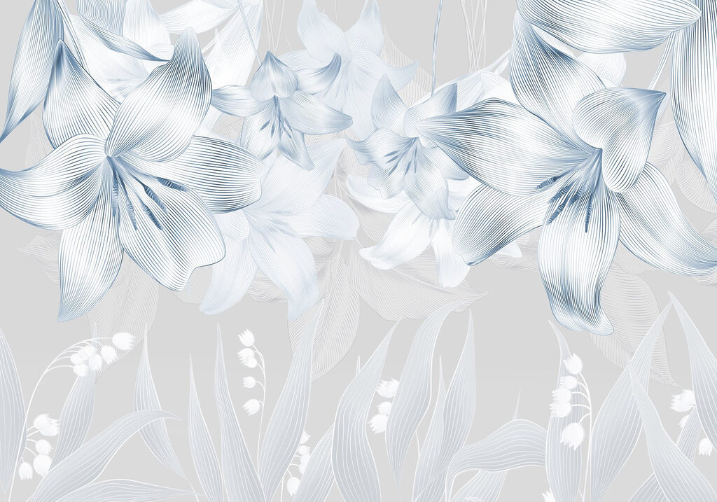 Flores sobre hojas finas — diseño completo