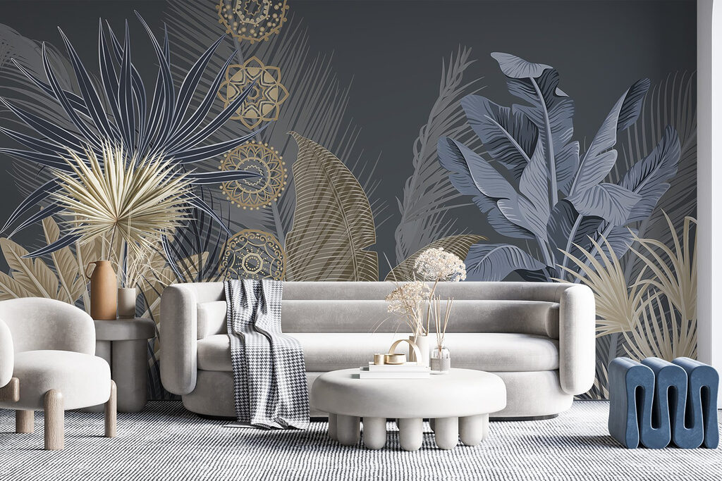 Hojas tropicales y círculos — interior 2