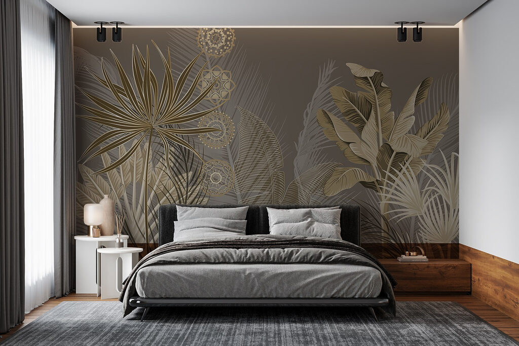 Hojas tropicales y círculos — interior 1