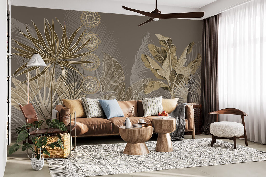 Hojas tropicales y círculos — interior 2