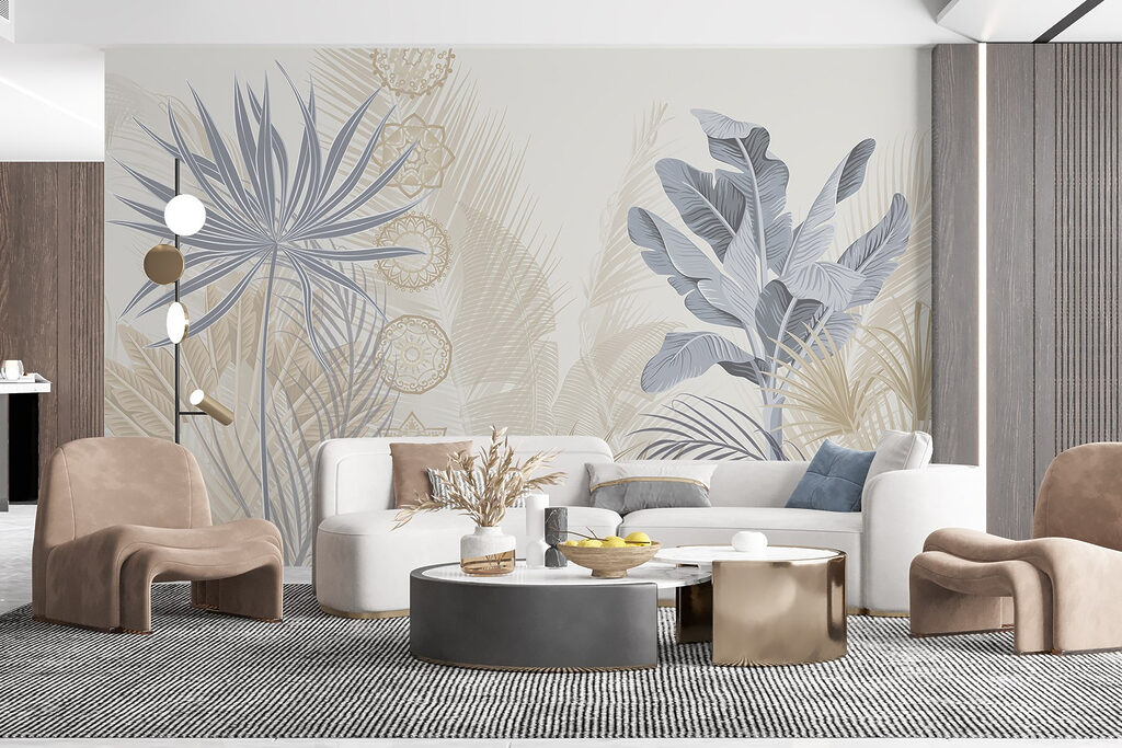 Hojas tropicales y círculos — interior 2