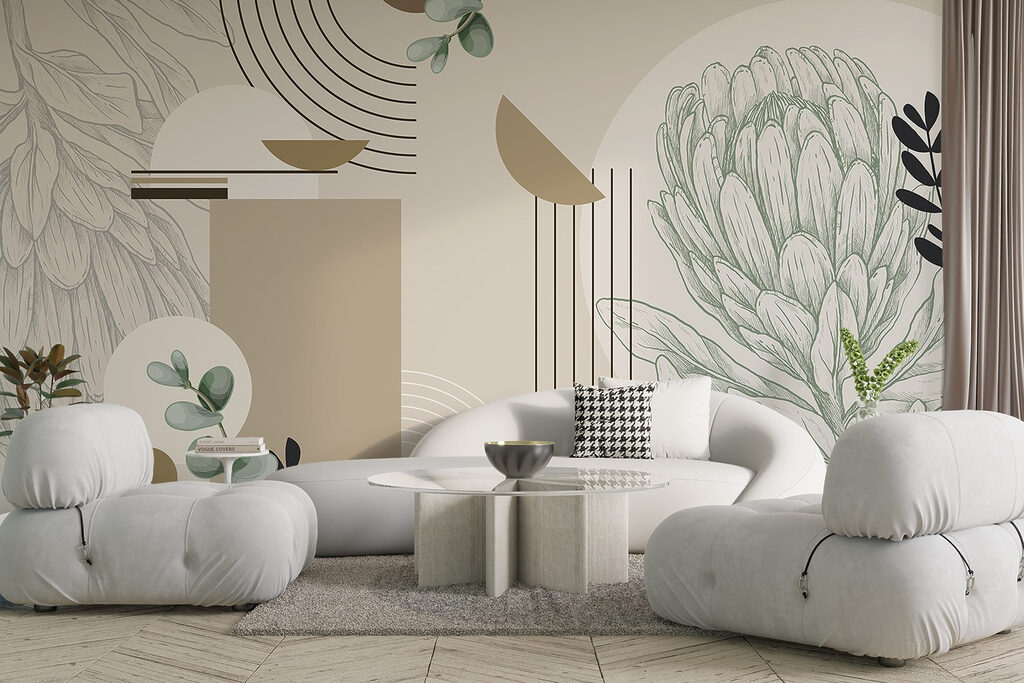Flores lineales entre arcos — interior 4
