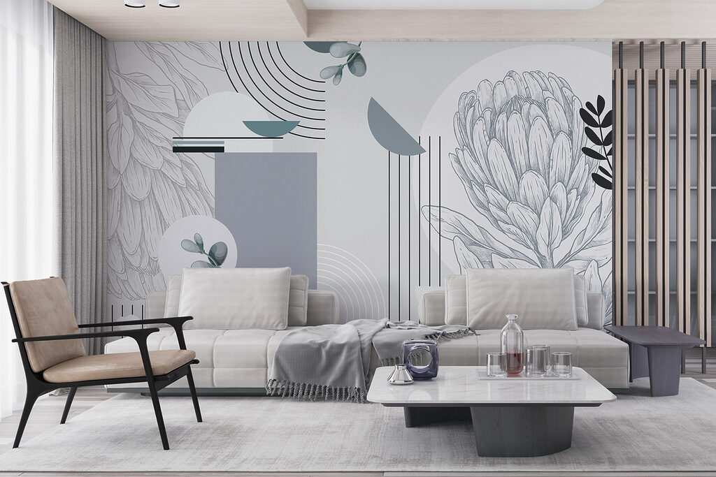 Flores lineales entre arcos — interior 2
