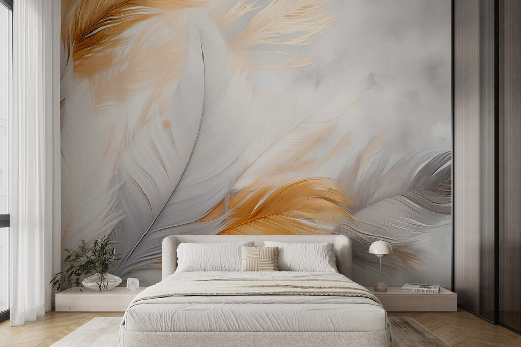Plumas blancas y doradas — interior 2