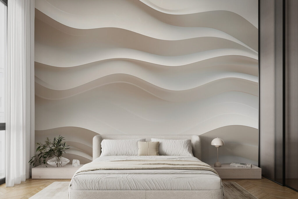 Capas onduladas en crema en un interior