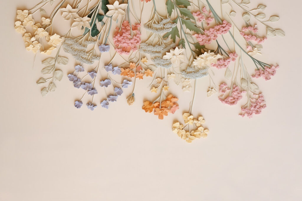 Flores colgantes de colores — diseño completo