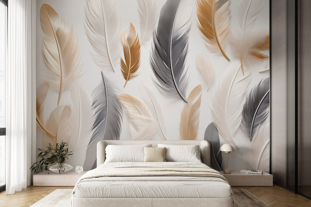 Plumas doradas y grises — interior 3