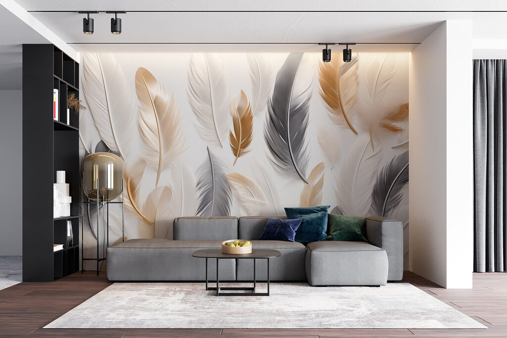 Plumas doradas y grises — interior 5