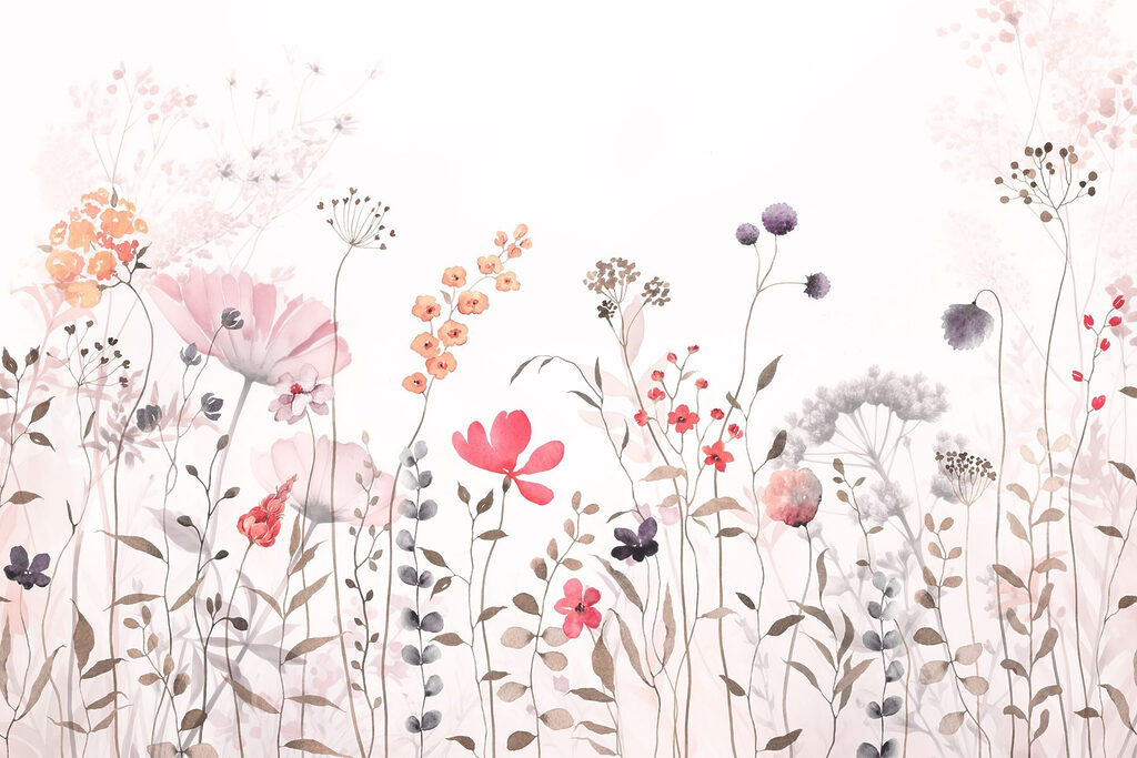 Flores silvestres rosas — diseño completo