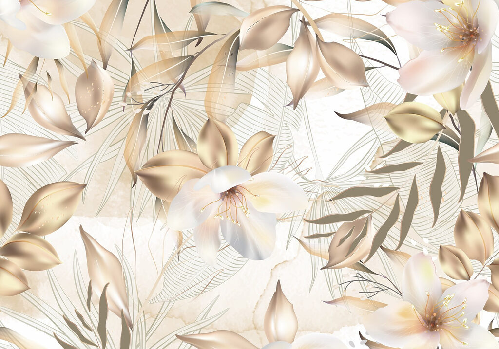 Flores tropicales diagonales — diseño completo