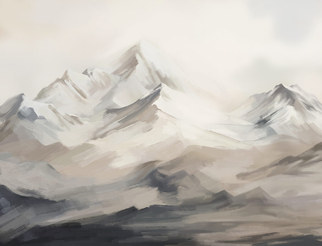 Montañas en pinceladas gruesas — diseño completo
